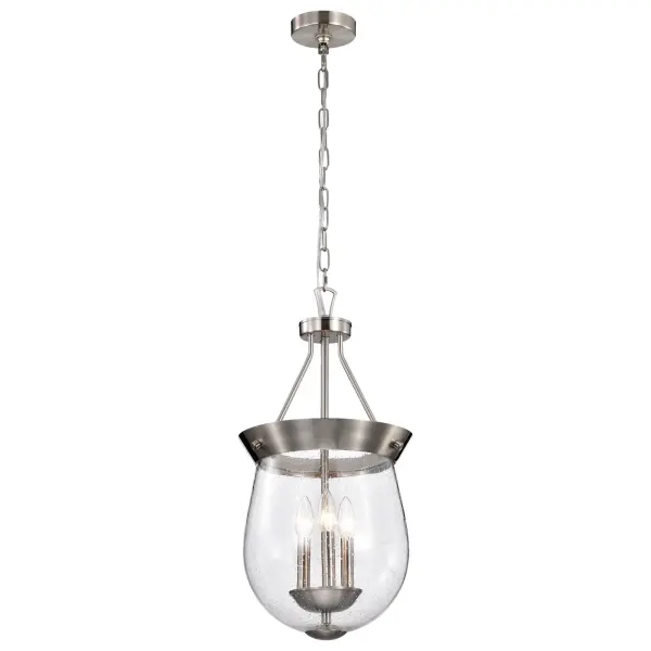 Boliver 3-Light Pendant in Brushed Nickel with Clear Seeded Glass - Image 6