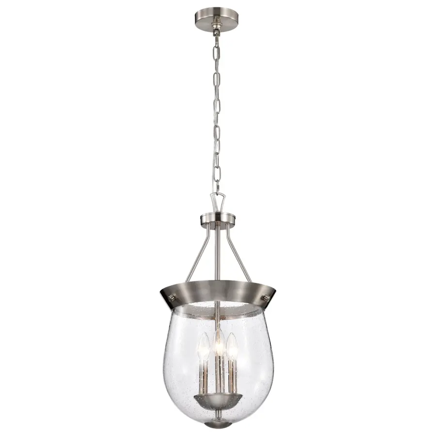 Boliver 3-Light Pendant in Brushed Nickel with Clear Seeded Glass - Image 6