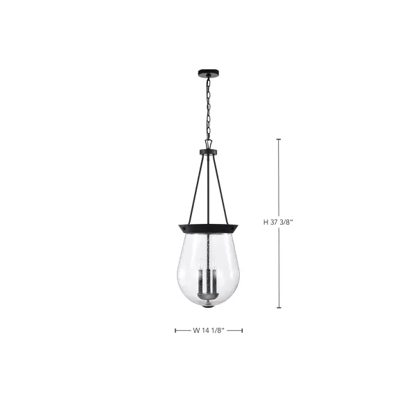 Boliver 3-Light Pendant in Matte Black with Clear Seeded Glass - Image 16