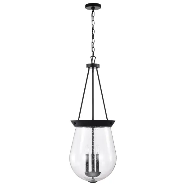 Boliver 3-Light Pendant in Matte Black with Clear Seeded Glass - Image 5