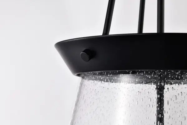 Boliver 3-Light Pendant in Matte Black with Clear Seeded Glass - Image 9
