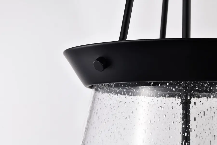 Boliver 3-Light Pendant in Matte Black with Clear Seeded Glass - Image 9