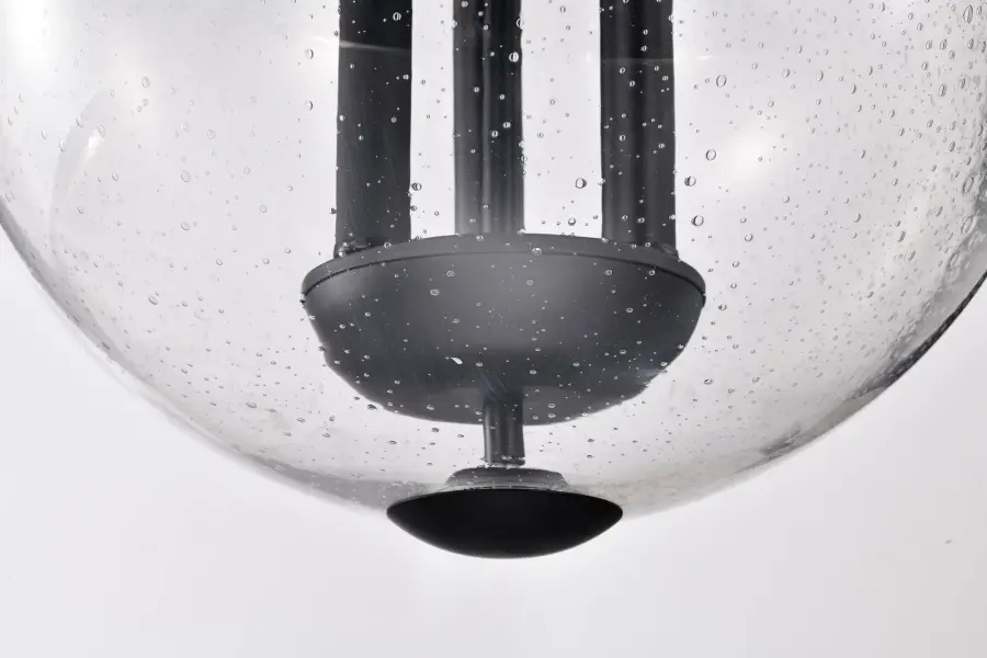 Boliver 3-Light Pendant in Matte Black with Clear Seeded Glass - Image 10