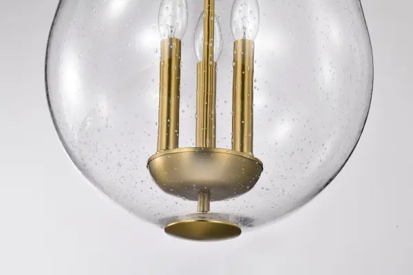 Boliver 3-Light Pendant in Vintage Brass with Clear Seeded Glass - Image 14