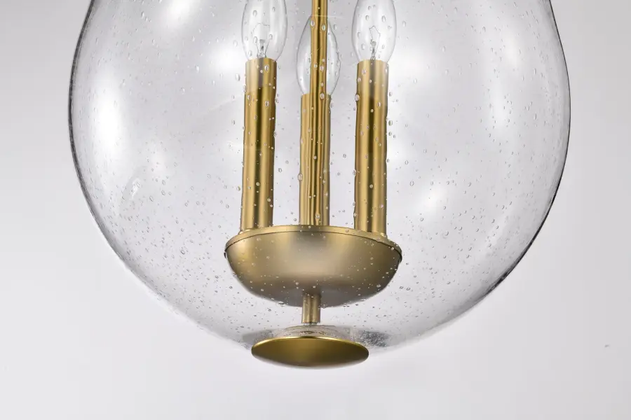 Boliver 3-Light Pendant in Vintage Brass with Clear Seeded Glass - Image 14