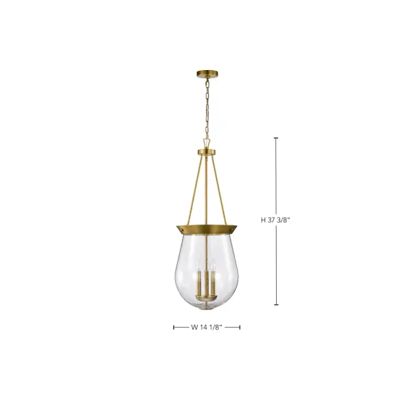 Boliver 3-Light Pendant in Vintage Brass with Clear Seeded Glass - Image 18