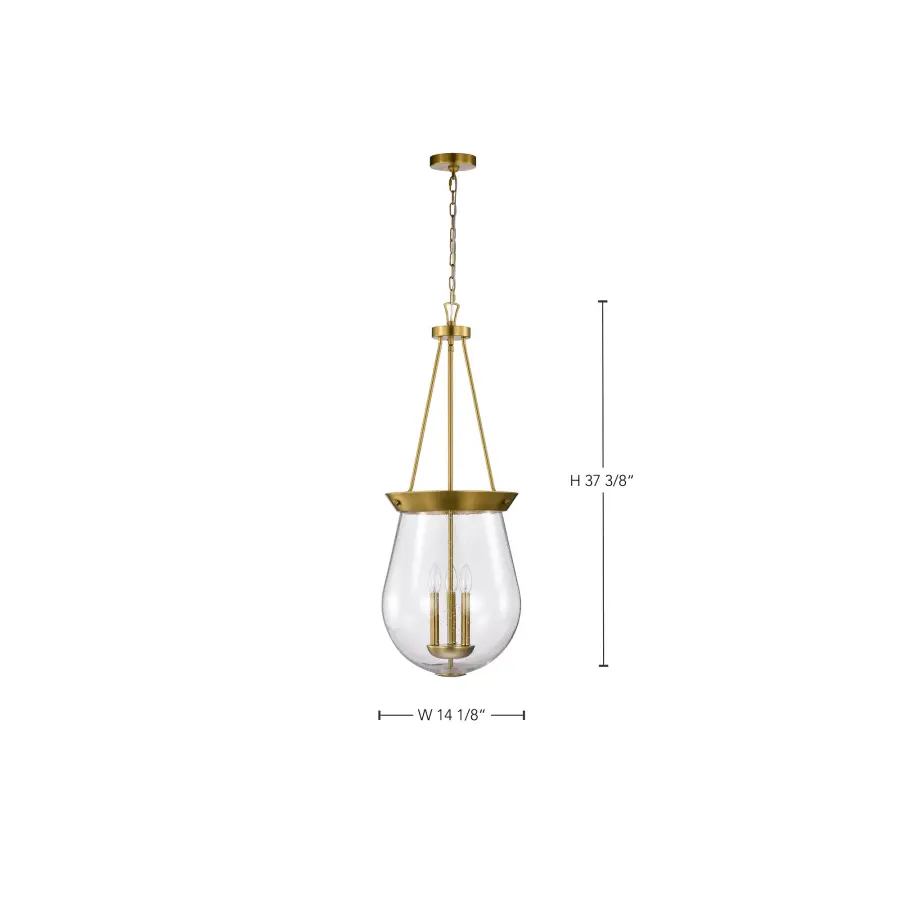 Boliver 3-Light Pendant in Vintage Brass with Clear Seeded Glass - Image 18