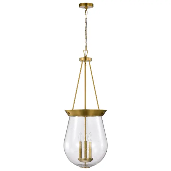 Boliver 3-Light Pendant in Vintage Brass with Clear Seeded Glass - Image 5