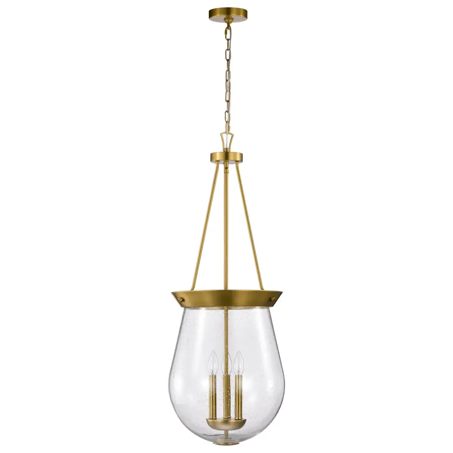 Boliver 3-Light Pendant in Vintage Brass with Clear Seeded Glass - Image 5