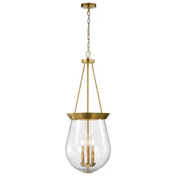 Boliver 3-Light Pendant in Vintage Brass with Clear Seeded Glass - Image 6