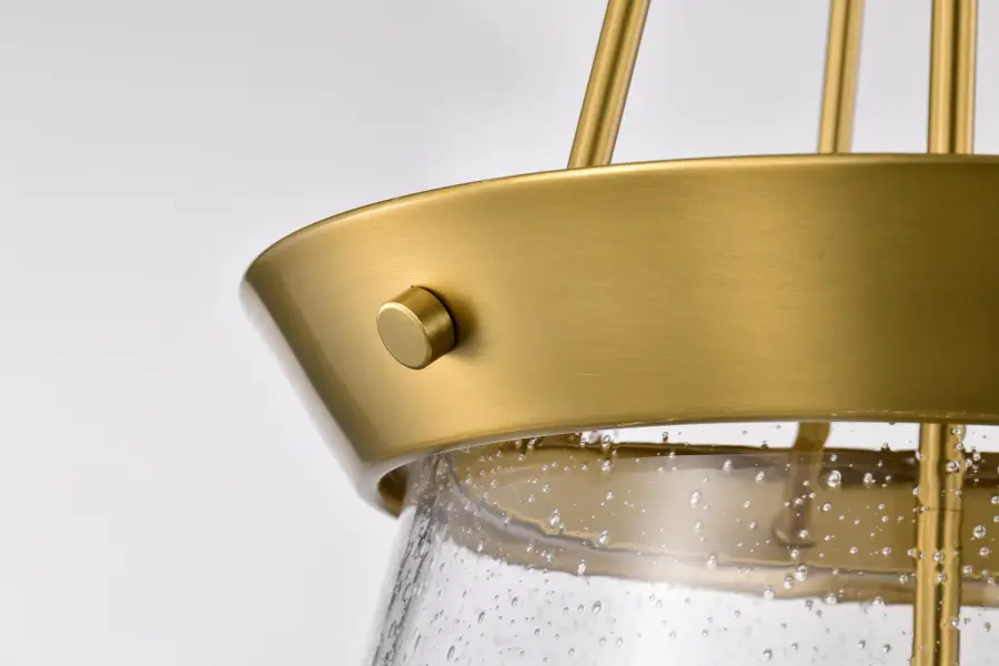 Boliver 3-Light Pendant in Vintage Brass with Clear Seeded Glass - Image 10
