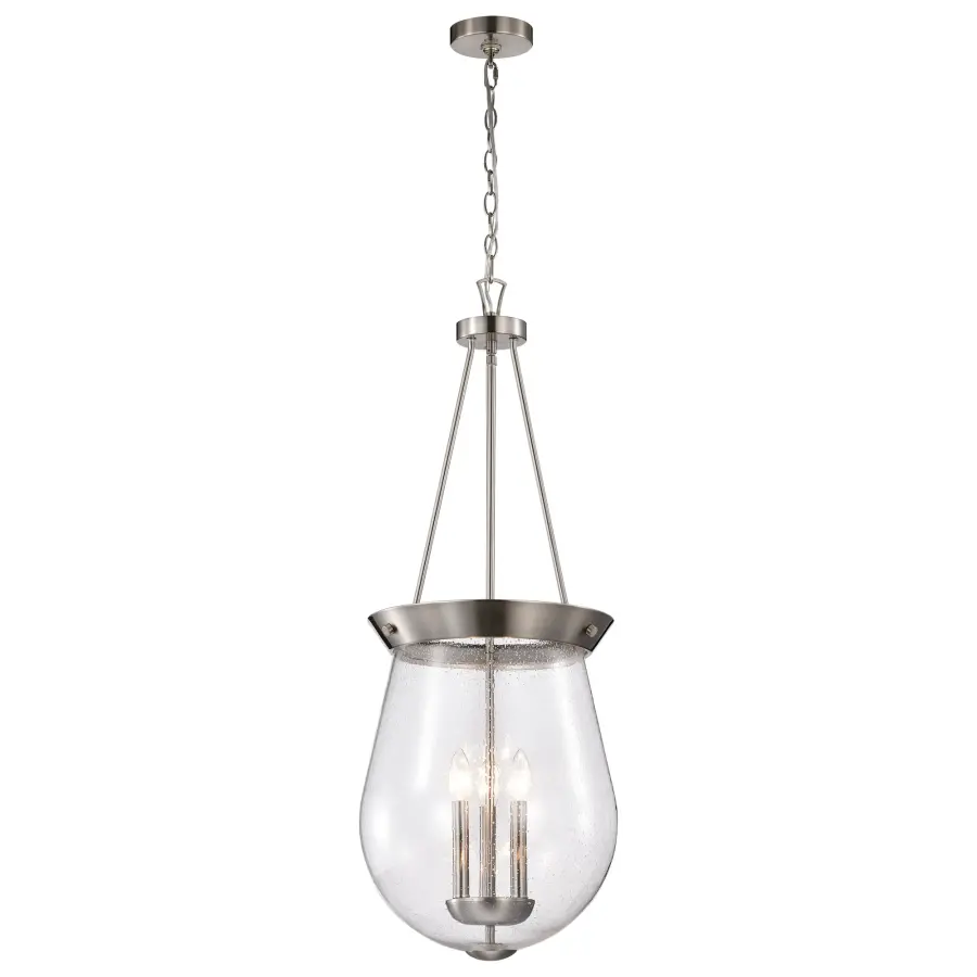 Boliver 3-Light Pendant in Brushed Nickel with Clear Seeded Glass - Image 2