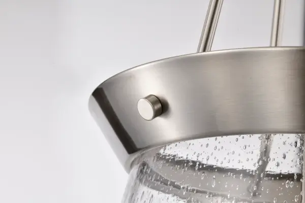 Boliver 3-Light Pendant in Brushed Nickel with Clear Seeded Glass - Image 11
