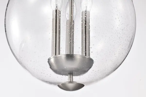 Boliver 3-Light Pendant in Brushed Nickel with Clear Seeded Glass - Image 14