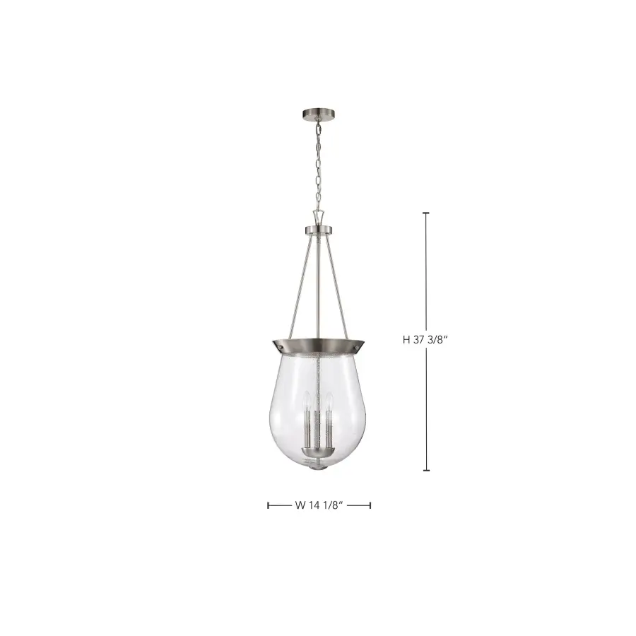 Boliver 3-Light Pendant in Brushed Nickel with Clear Seeded Glass - Image 17