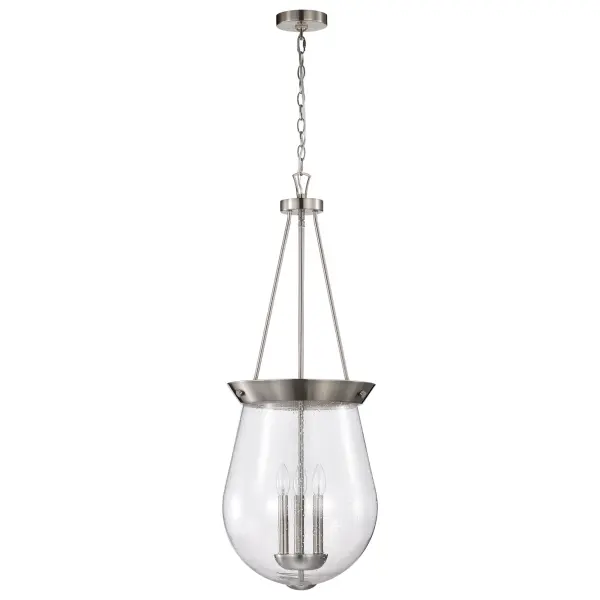 Boliver 3-Light Pendant in Brushed Nickel with Clear Seeded Glass - Image 5