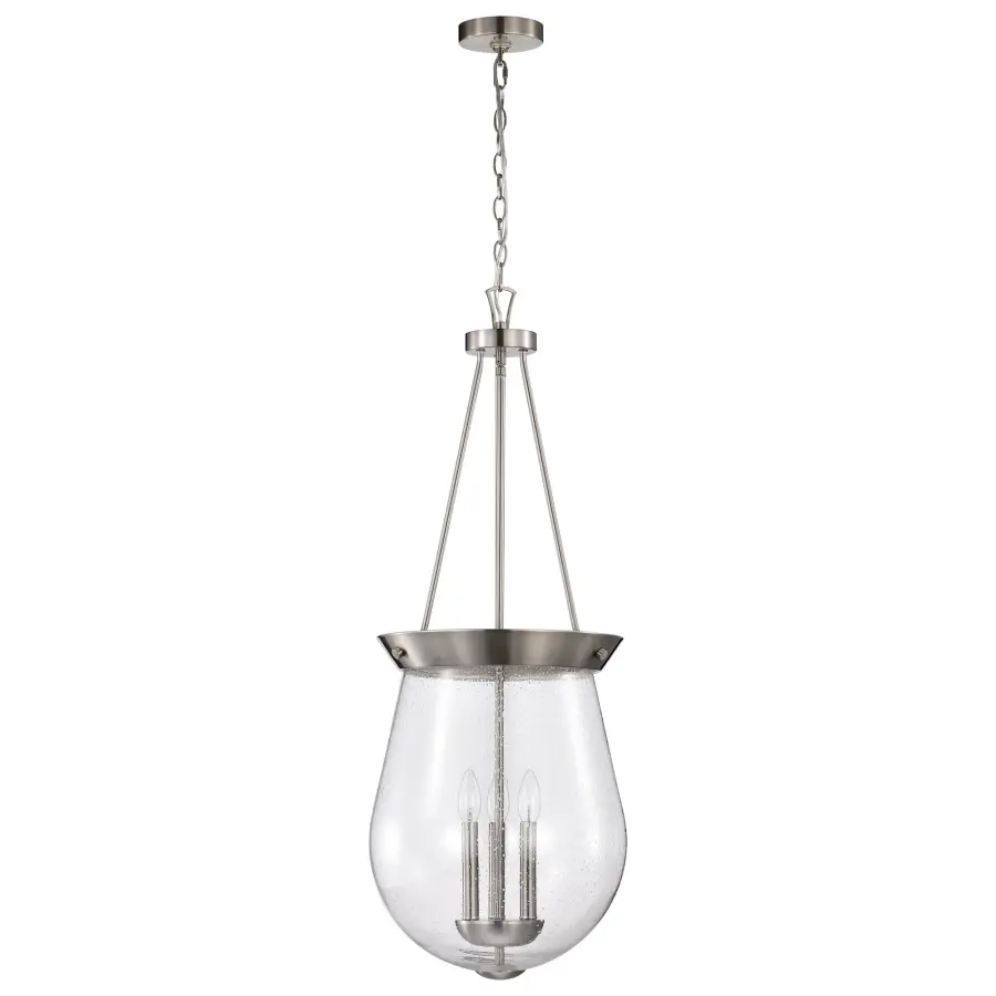Boliver 3-Light Pendant in Brushed Nickel with Clear Seeded Glass - Image 5