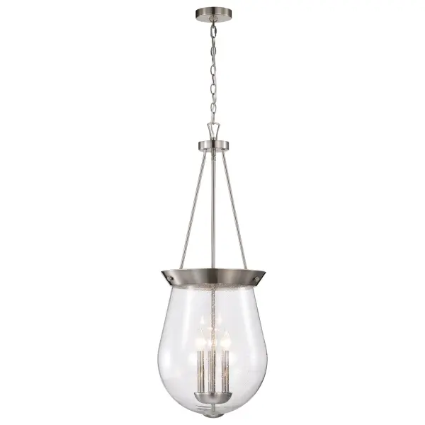 Boliver 3-Light Pendant in Brushed Nickel with Clear Seeded Glass - Image 6