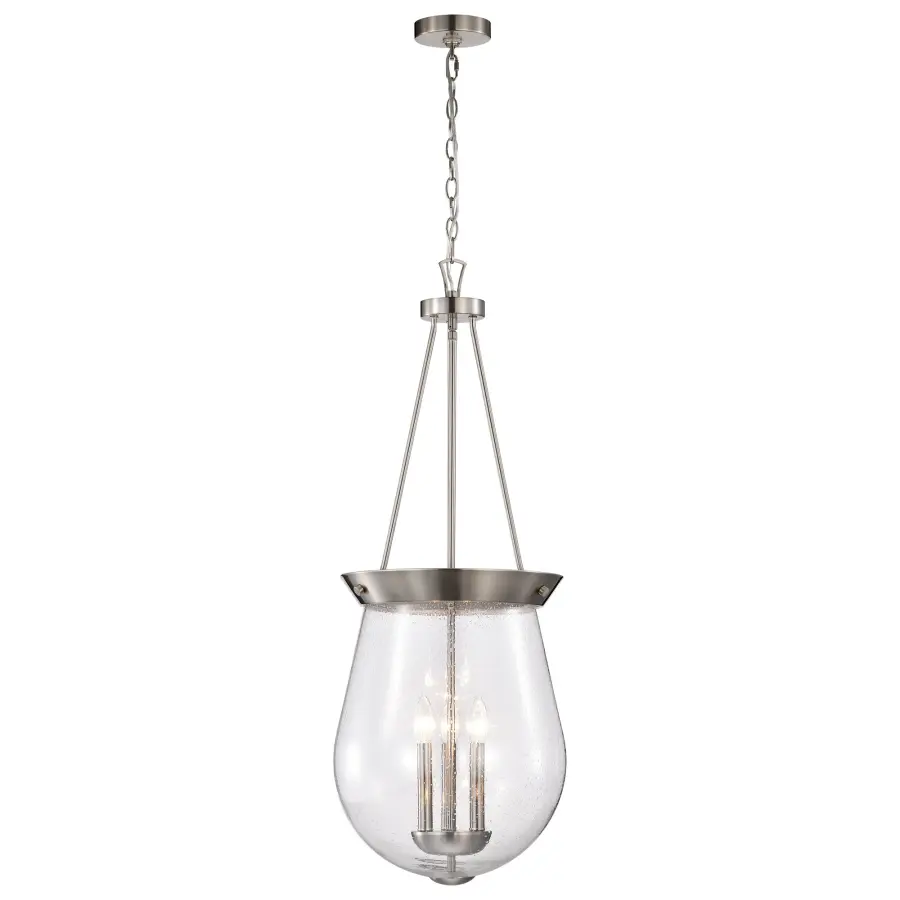 Boliver 3-Light Pendant in Brushed Nickel with Clear Seeded Glass - Image 6