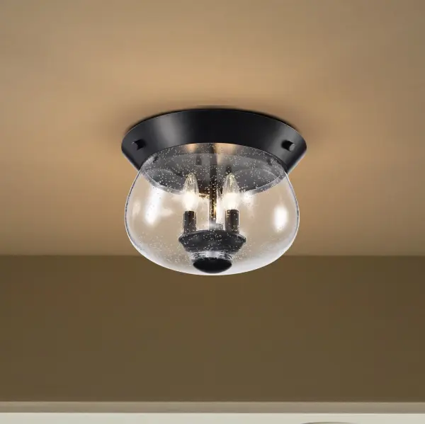 Boliver 3-Light Flush Mount in Matte Black with Clear Seeded Glass - Image 14