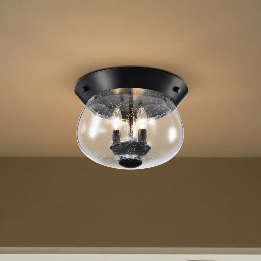 Boliver 3-Light Flush Mount in Matte Black with Clear Seeded Glass - Image 14