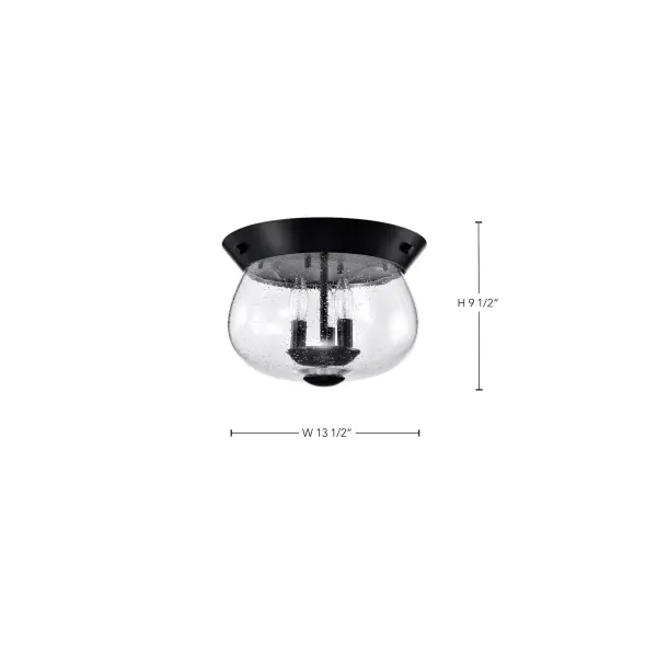 Boliver 3-Light Flush Mount in Matte Black with Clear Seeded Glass - Image 15