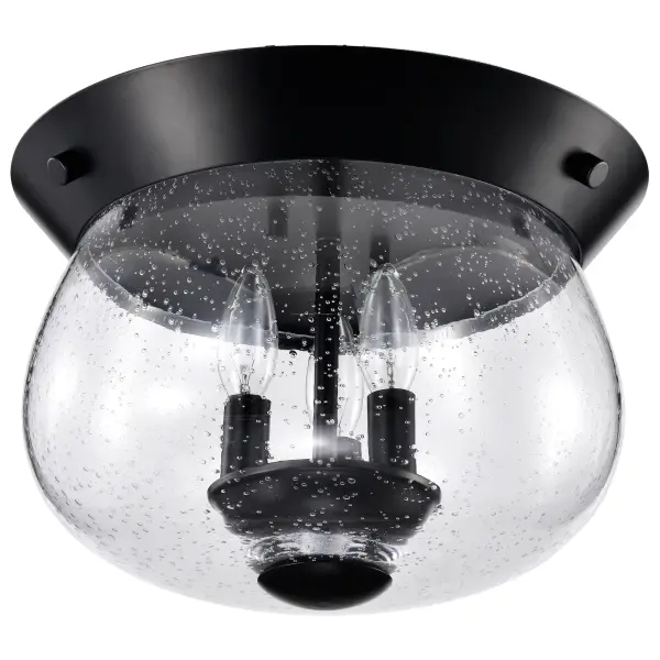 Boliver 3-Light Flush Mount in Matte Black with Clear Seeded Glass - Image 5