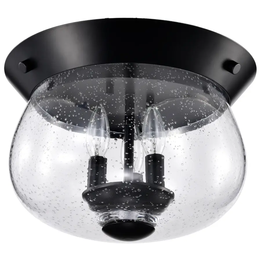 Boliver 3-Light Flush Mount in Matte Black with Clear Seeded Glass - Image 5