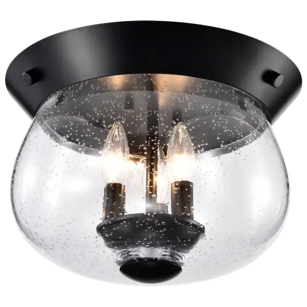 Boliver 3-Light Flush Mount in Matte Black with Clear Seeded Glass - Image 6