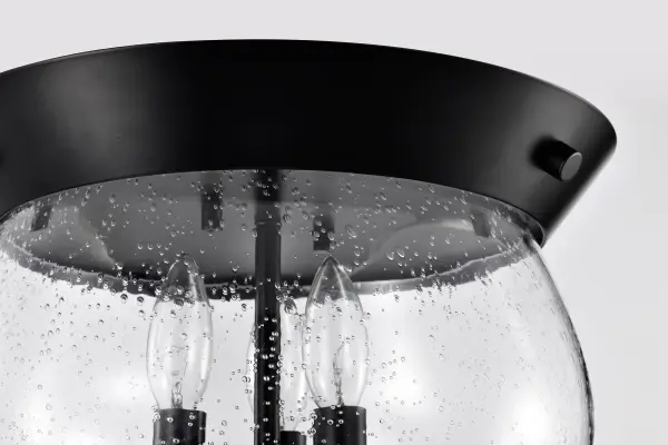 Boliver 3-Light Flush Mount in Matte Black with Clear Seeded Glass - Image 7