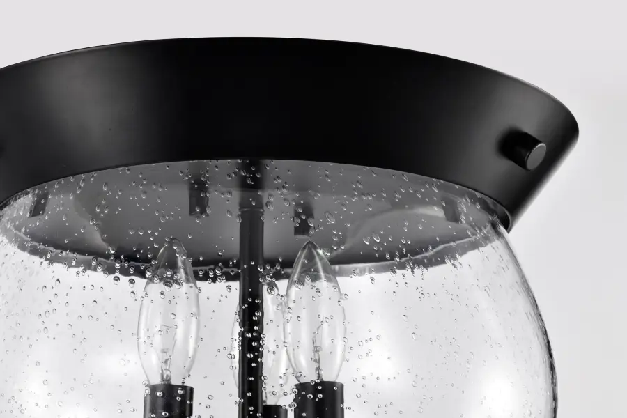 Boliver 3-Light Flush Mount in Matte Black with Clear Seeded Glass - Image 7