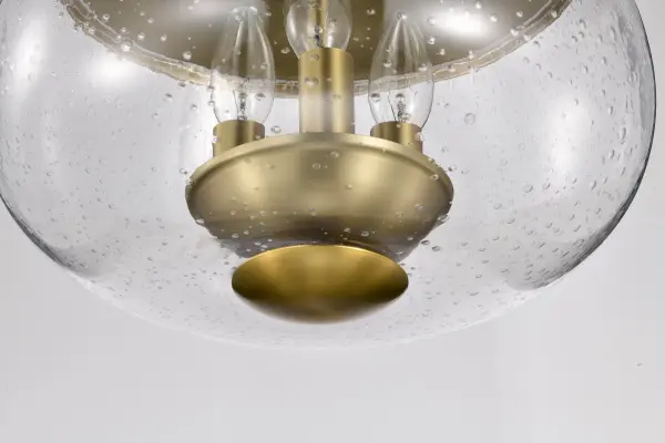 Boliver 3-Light Flush Mount in Vintage Brass with Clear Seeded Glass - Image 11