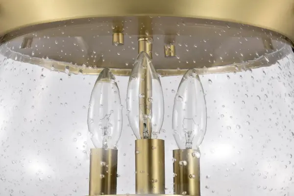 Boliver 3-Light Flush Mount in Vintage Brass with Clear Seeded Glass - Image 10