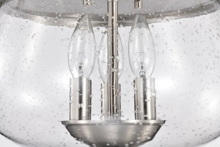 Boliver 3-Light Flush Mount in Brushed Nickel with Clear Seeded Glass - Image 12