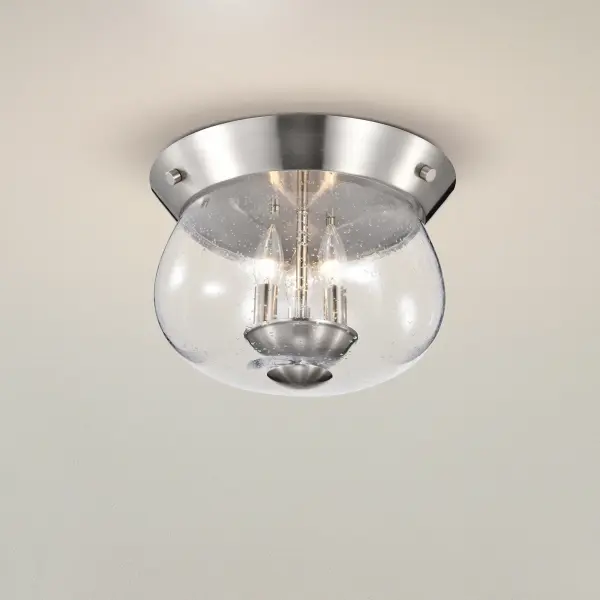 Boliver 3-Light Flush Mount in Brushed Nickel with Clear Seeded Glass - Image 15