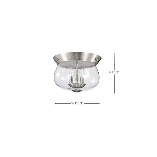 Boliver 3-Light Flush Mount in Brushed Nickel with Clear Seeded Glass - Image 16