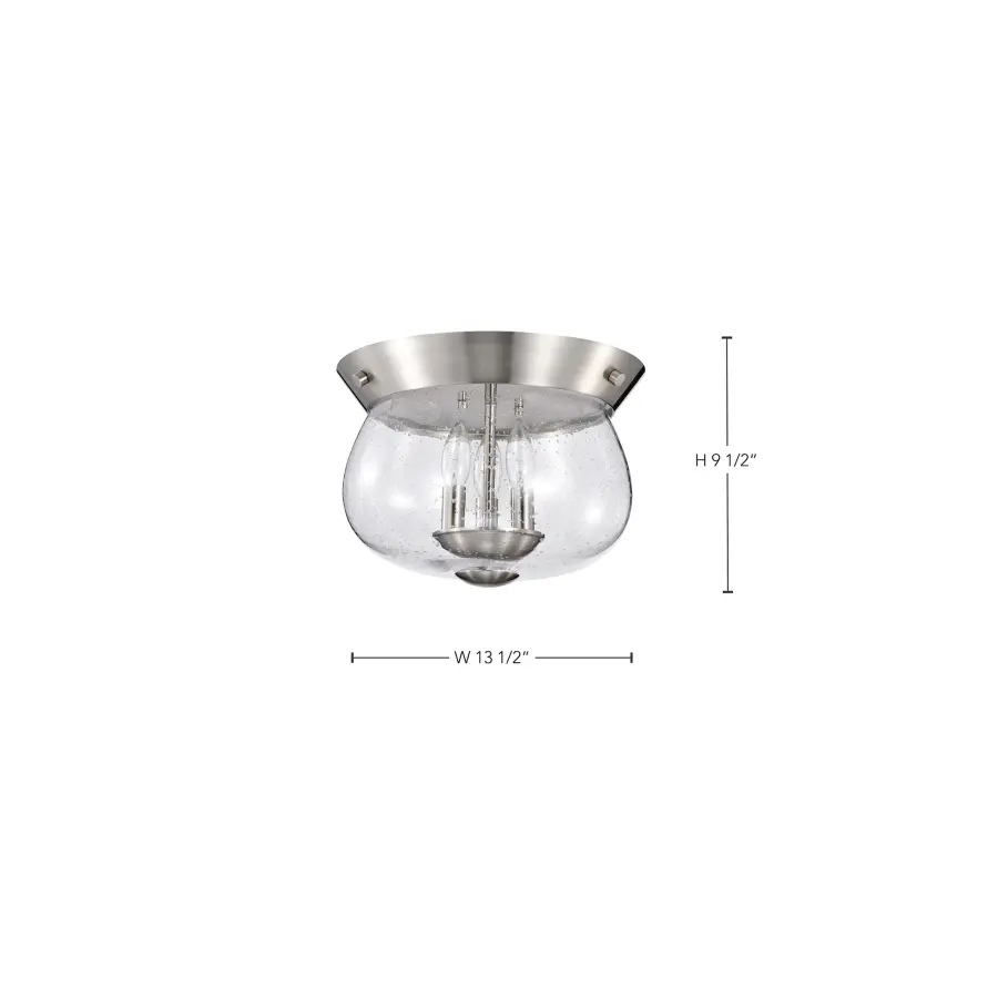 Boliver 3-Light Flush Mount in Brushed Nickel with Clear Seeded Glass - Image 16
