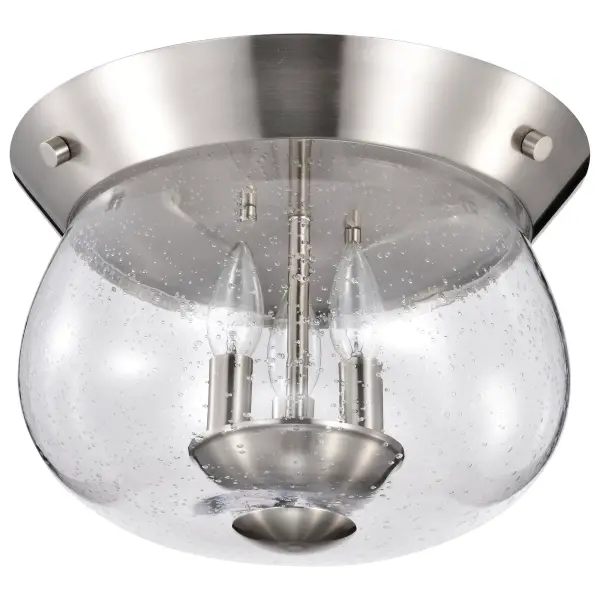 Boliver 3-Light Flush Mount in Brushed Nickel with Clear Seeded Glass - Image 5