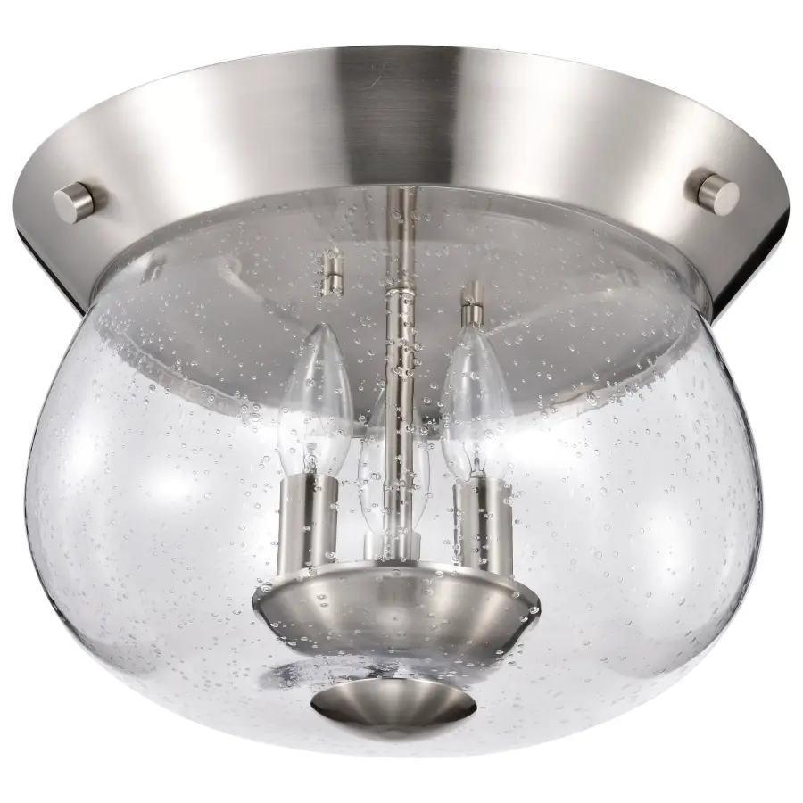 Boliver 3-Light Flush Mount in Brushed Nickel with Clear Seeded Glass - Image 5