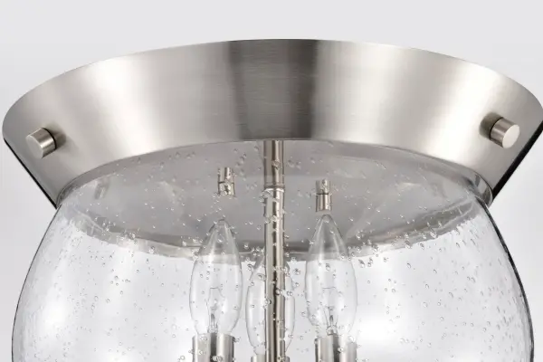 Boliver 3-Light Flush Mount in Brushed Nickel with Clear Seeded Glass - Image 10