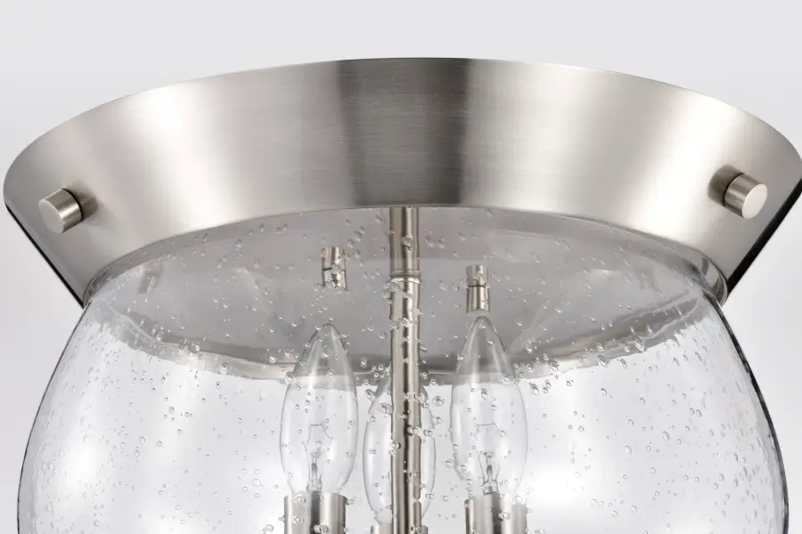 Boliver 3-Light Flush Mount in Brushed Nickel with Clear Seeded Glass - Image 10