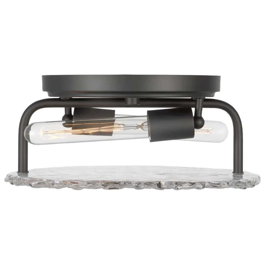 Glacier 2-Light Flush Mount in Matte Black with Ice Glass - Image 2