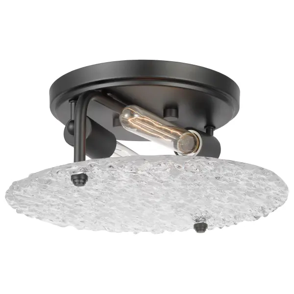 Glacier 2-Light Flush Mount in Matte Black with Ice Glass - Image 3