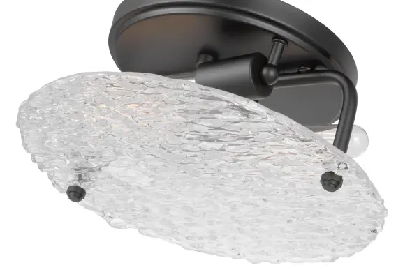 Glacier 2-Light Flush Mount in Matte Black with Ice Glass - Image 4