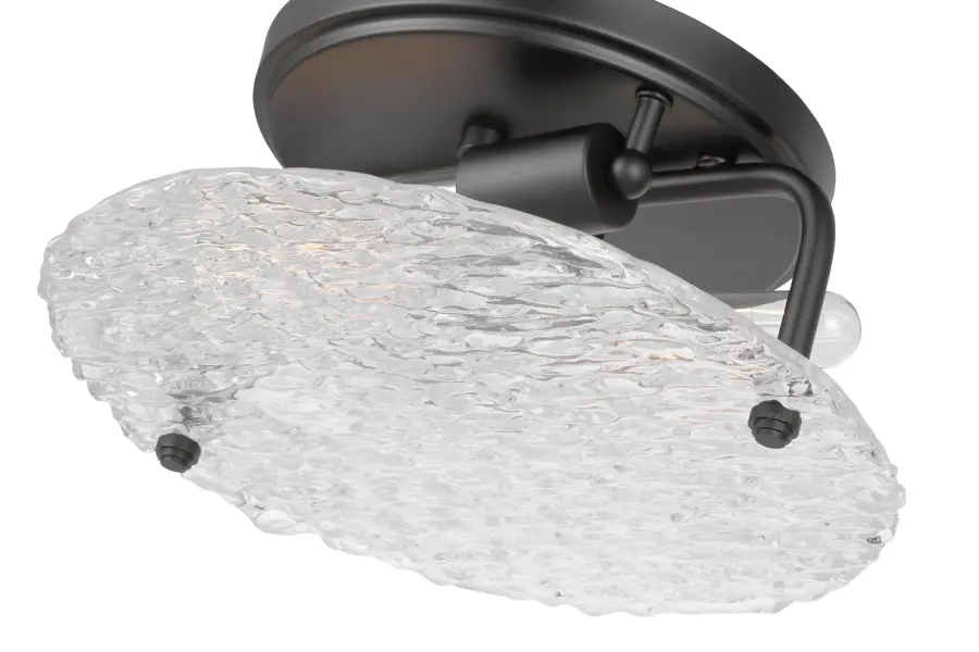 Glacier 2-Light Flush Mount in Matte Black with Ice Glass - Image 4