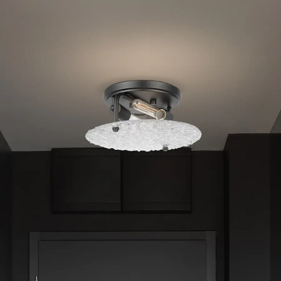 Glacier 2-Light Flush Mount in Matte Black with Ice Glass - Image 5
