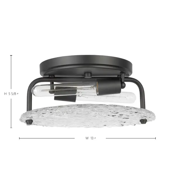 Glacier 2-Light Flush Mount in Matte Black with Ice Glass - Image 7