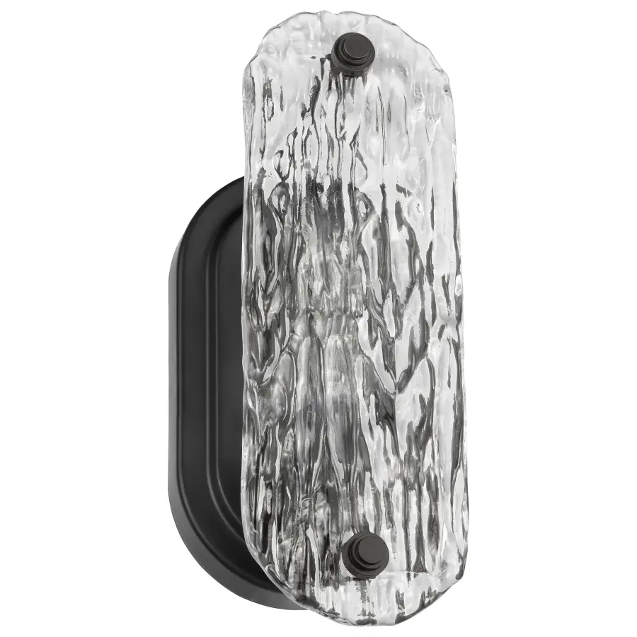 Glacier 1-Light Vanity Sconce in Matte Black with Ice Glass - Image 1