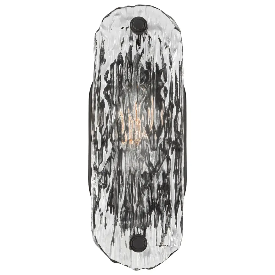 Glacier 1-Light Vanity Sconce in Matte Black with Ice Glass - Image 2