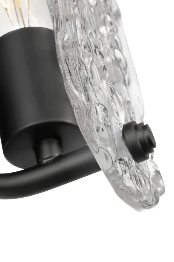 Glacier 1-Light Vanity Sconce in Matte Black with Ice Glass - Image 5